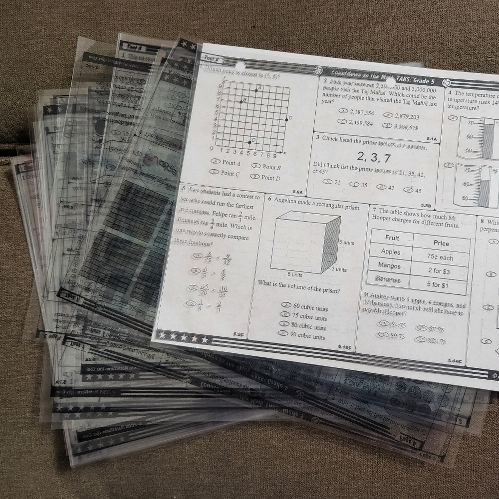 Math Projector Sheets